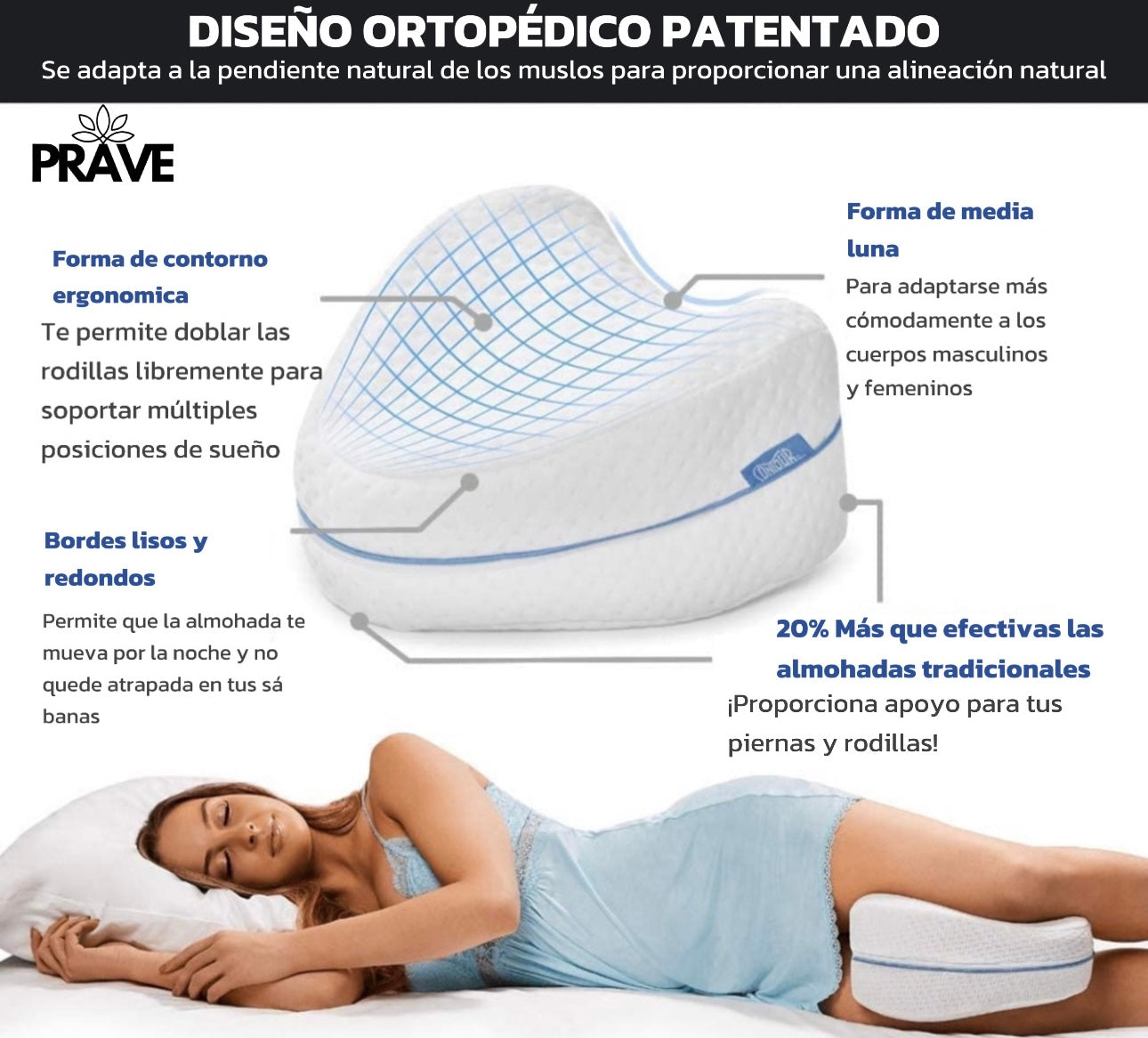 Almohada ortopédica para piernas y rodillas ComfortAlign ® PAGA AL RECIBIR